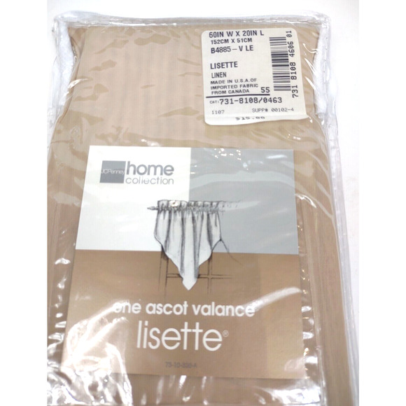 JC Penney Home Collection Lisette Ascot Valance 60" x 20" Brown Linen - NEW - Picture 4 of 5